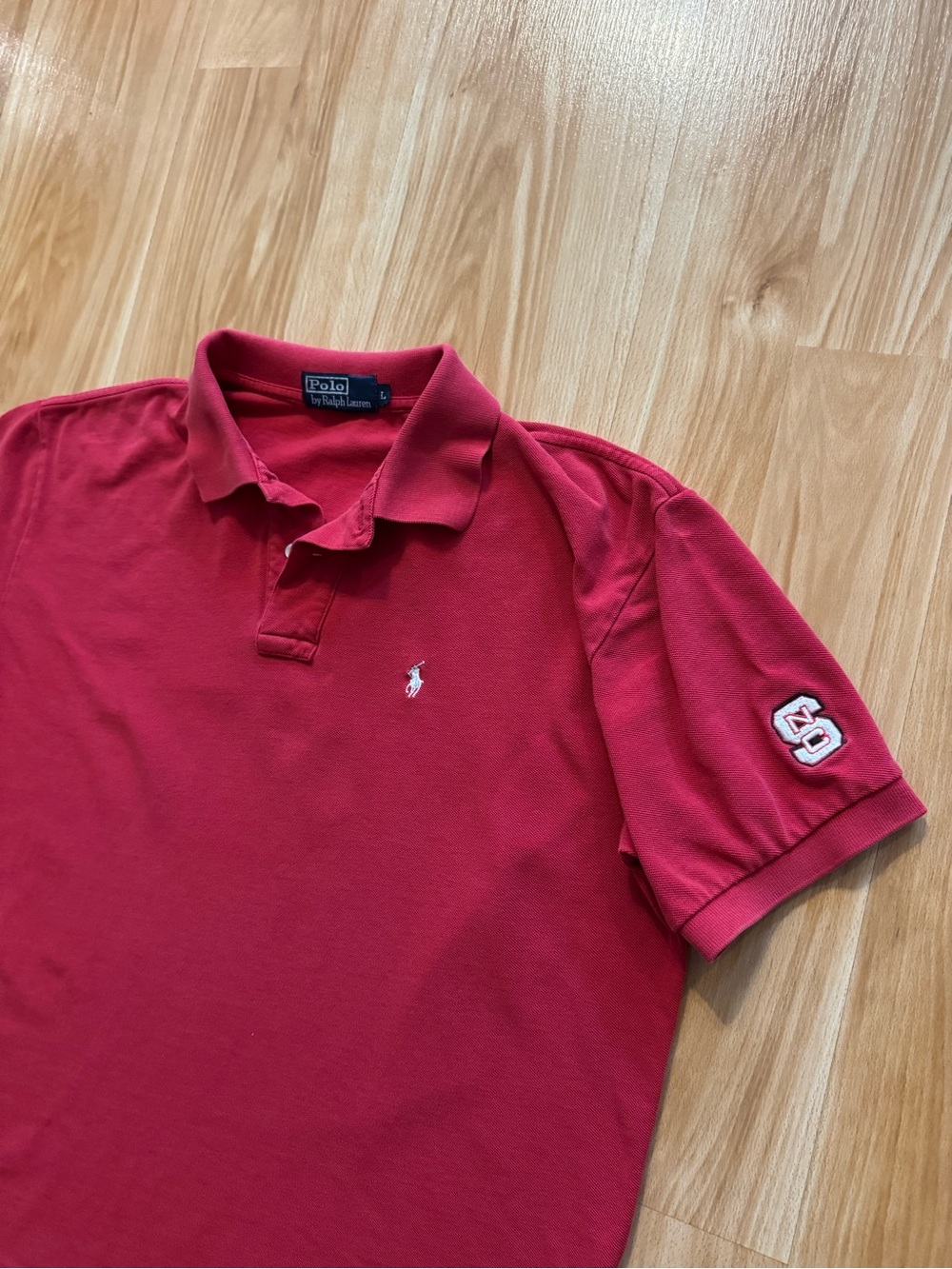 NC State NCSU Polo Ralph Lauren Pique Cotton Collared Shirt- Men’s Large
